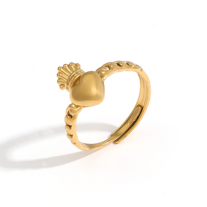 Simple Style Classic Style Solid Color Stainless Steel Plating Hollow Out 18K Gold Plated Open Rings