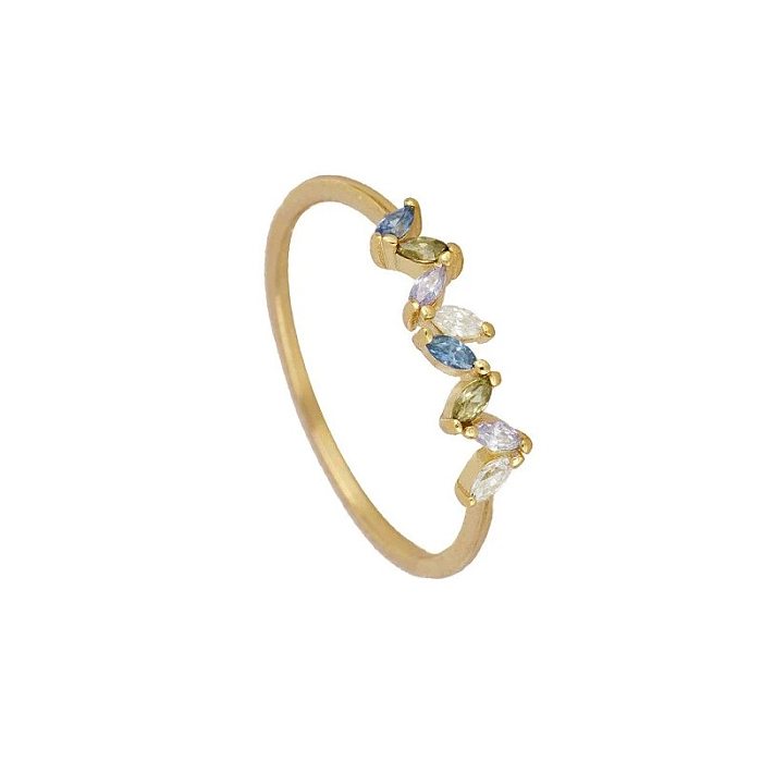 Simple Style Bow Knot Copper Inlay Zircon Rings