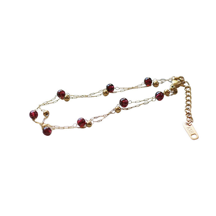 Collier de bracelets plaqués or de placage en acier titane de couleur unie de style simple