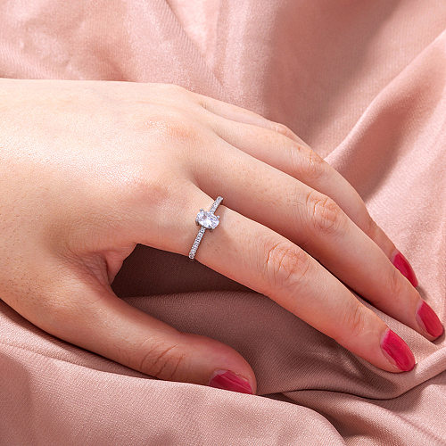 1 Piece Fashion Oval Copper Inlay Zircon Open Ring
