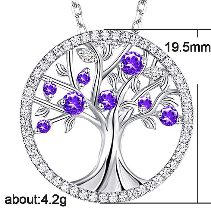 Fashion Tree Copper Plating Zircon Pendant Necklace