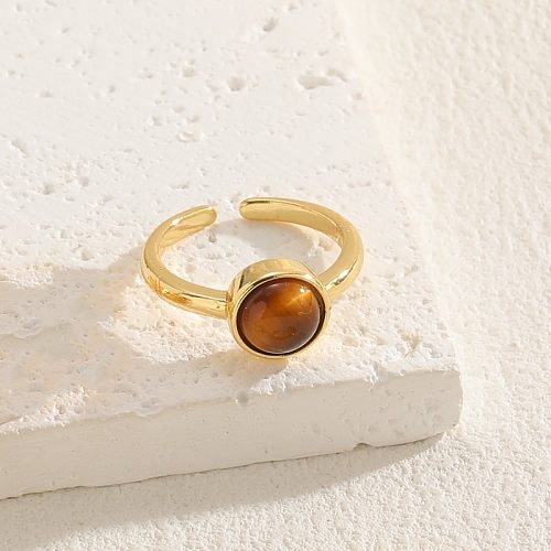 Elegant Luxurious Solid Color Copper Plating Inlay Zircon 14K Gold Plated Rings