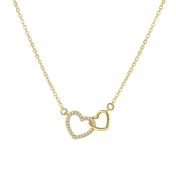 Simple Style Heart Shape Copper Plating Zircon Necklace 1 Piece