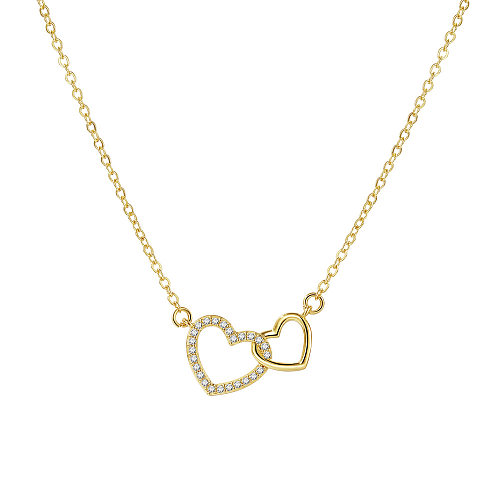 Simple Style Heart Shape Copper Plating Zircon Necklace 1 Piece