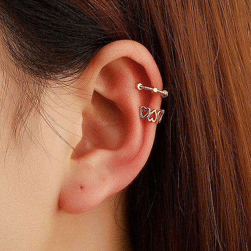 Boucles d'oreilles simples géométriques sans trou en forme de coeur en métal de style coréen