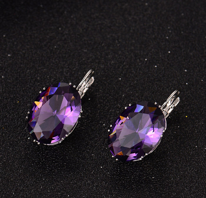 1 Pair Casual Sweet Simple Style Oval Water Droplets Inlay Copper Zircon Ear Studs