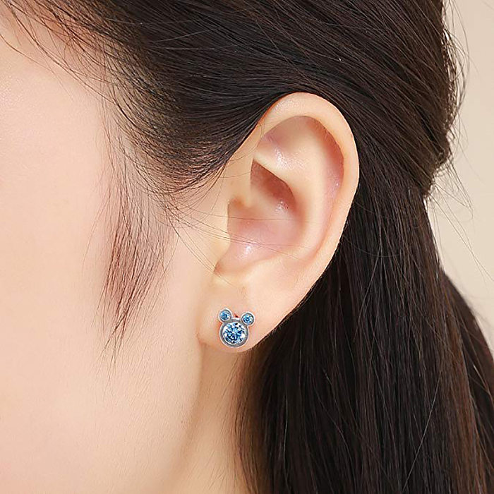 1 Pair Cartoon Style Cartoon Character Inlay Copper Artificial Gemstones Ear Studs