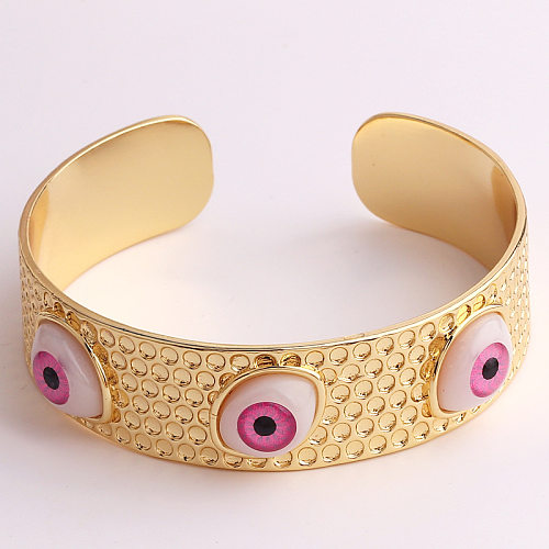 Streetwear Devil'S Eye Plastic Copper Plating Cuff Bracelets