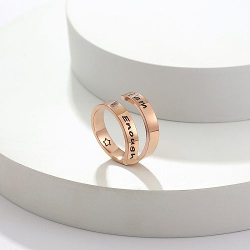 Streetwear Letter Stainless Steel Plating Rose Gold Plated Open Rings