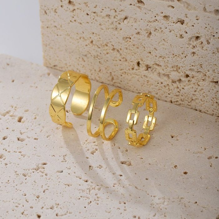 Simple Style Geometric Heart Shape Copper Plating Open Rings