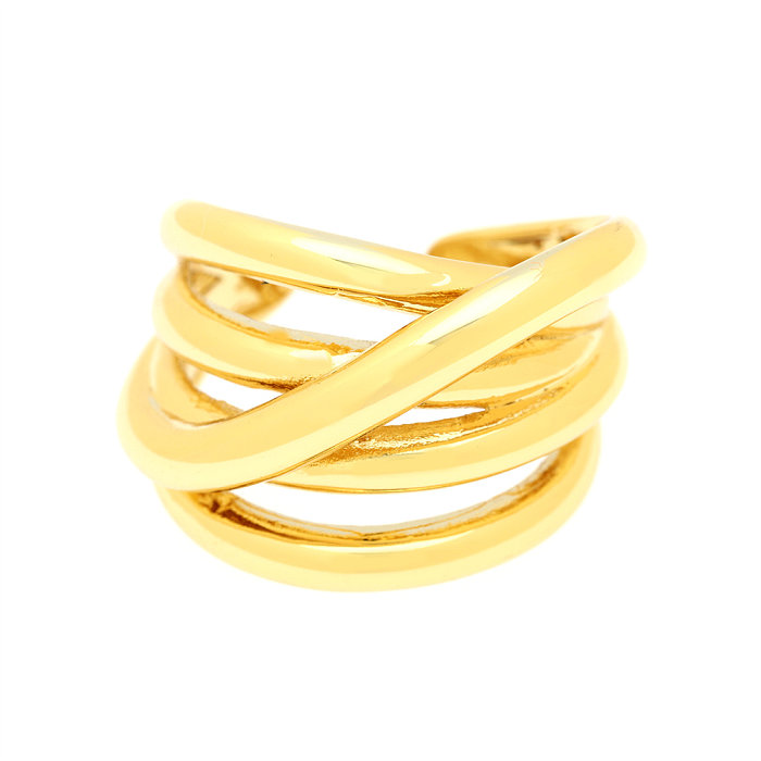 1 Piece Simple Style C Shape Lines Copper Plating Open Ring