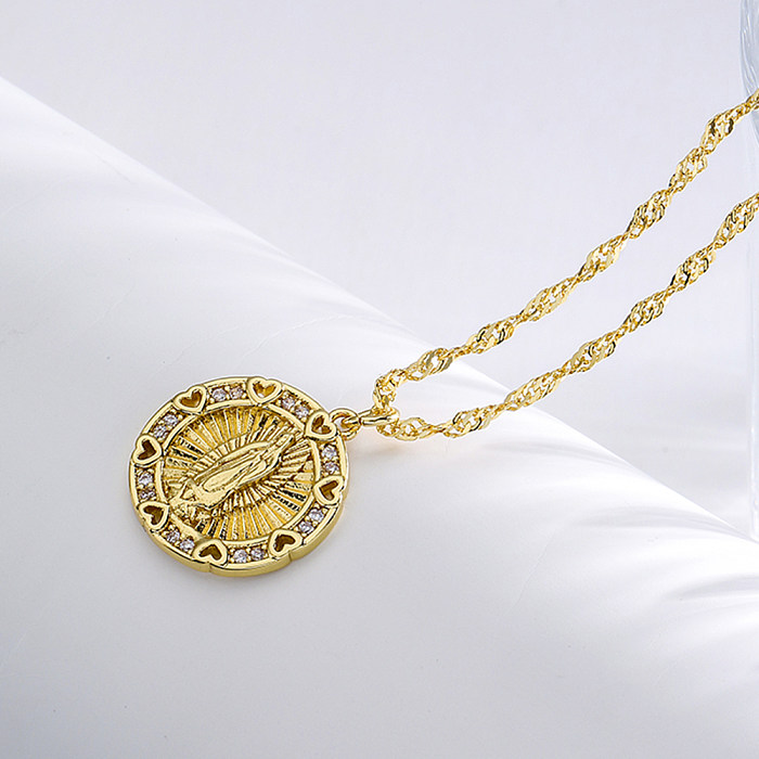 Fashion Human Copper Pendant Necklace Gold Plated Zircon Copper Necklaces