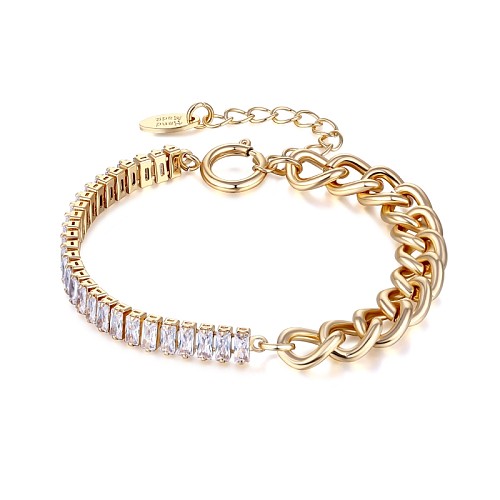 Hip-Hop Simple Style Rectangle Copper Inlay Zircon Bracelets