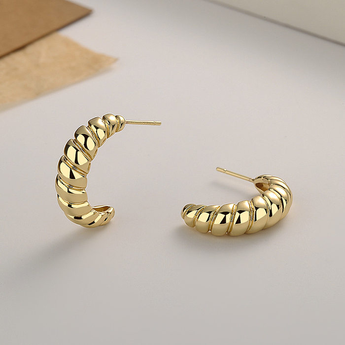 1 Pair Elegant C Shape Plating Brass Gold Plated Earrings