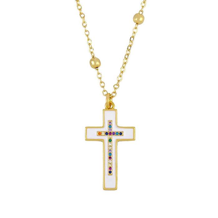 Classic Retro Cross Necklace Dripping Diamond Cross Pendant