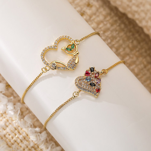 Bracelets plaqués or 18 carats avec incrustation de placage de cuivre en forme de cœur pour trajet de style simple