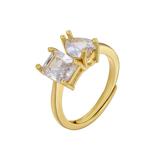 1 Piece Fashion Geometric Copper Plating Zircon Open Ring