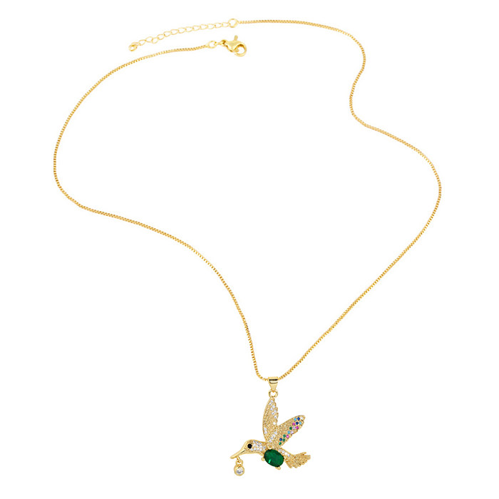 Fashion Bird Copper Plating Zircon Pendant Necklace 1 Piece