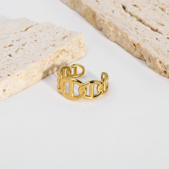 Nordic Style British Style African Style Solid Color Stainless Steel Plating 18K Gold Plated Open Rings