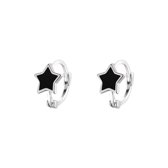 1 Paar schlichte Ohrringe mit Stern- und Herzform, Kupfer-Metall-Inlay, künstlichen Edelsteinen