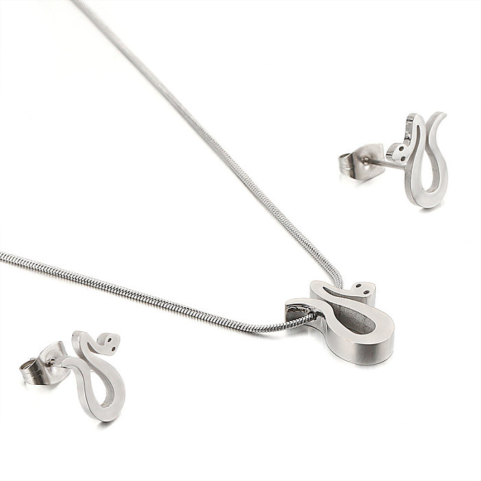 New Simple Personality Titanium Steel Snake-Shaped Ear Stud Necklace Suit Korean Fashion Girls' Ornament Wholesale