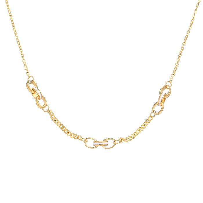 Simple Style Solid Color Titanium Steel Plating Gold Plated Bracelets Necklace