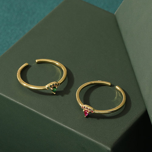 Anéis de zircão embutidos de cobre com gotas de água de estilo simples