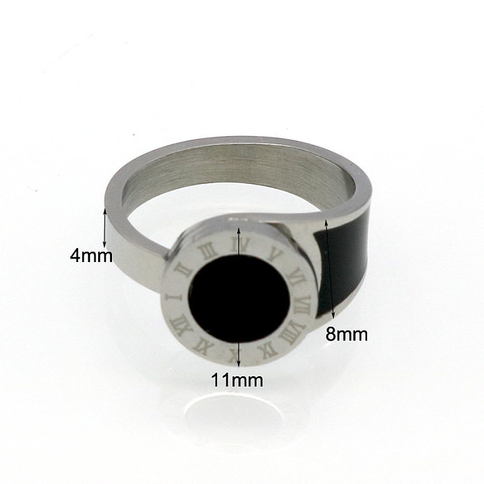 Modische runde Zahl-Titan-Stahl-Inlay-Shell-Ringe