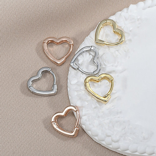 1 ensemble de boucles d'oreilles en cuivre plaqué or, Style Simple, en forme de cœur, placage irrégulier