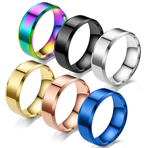 Anneaux en acier inoxydable de couleur unie à la mode, anneaux en métal en acier inoxydable