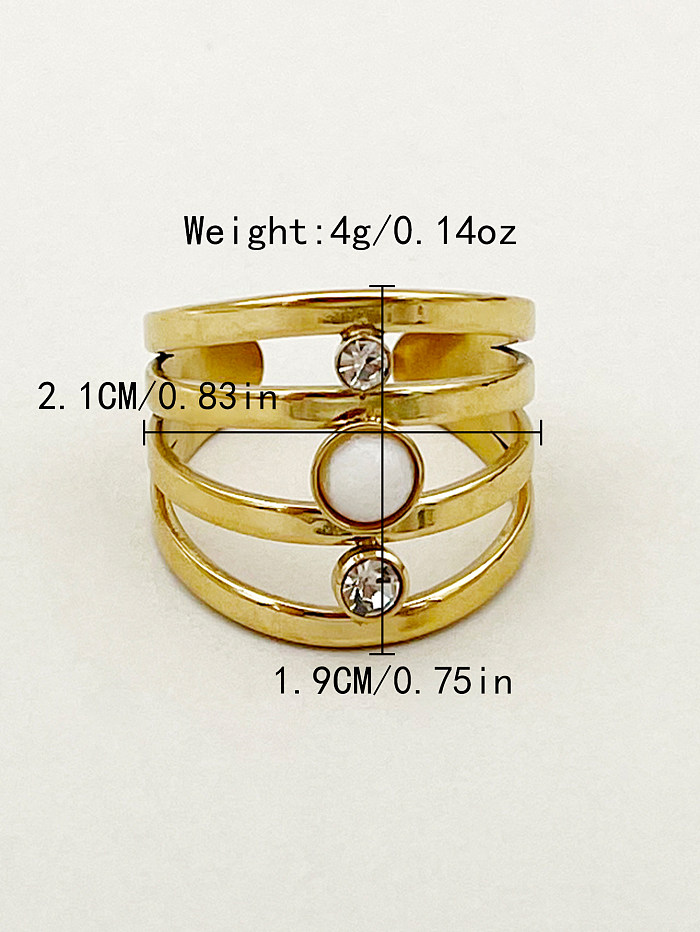 Vintage Style Simple Style Geometric Stainless Steel Plating Inlay Natural Stone Diamond Gold Plated Open Rings