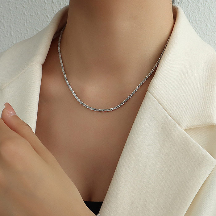 Simple Style Solid Color Titanium Steel Bracelets Necklace