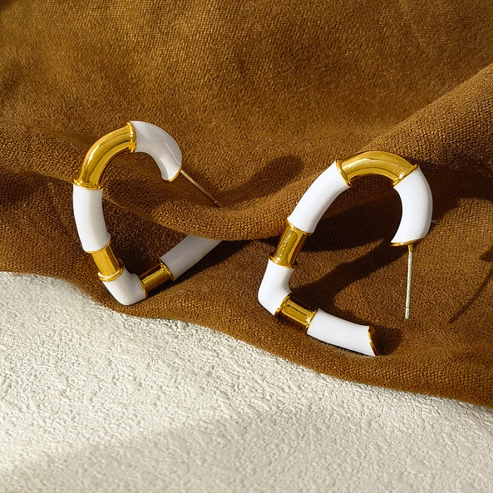 1 Pair Fashion Heart Shape Copper Plating Ear Studs
