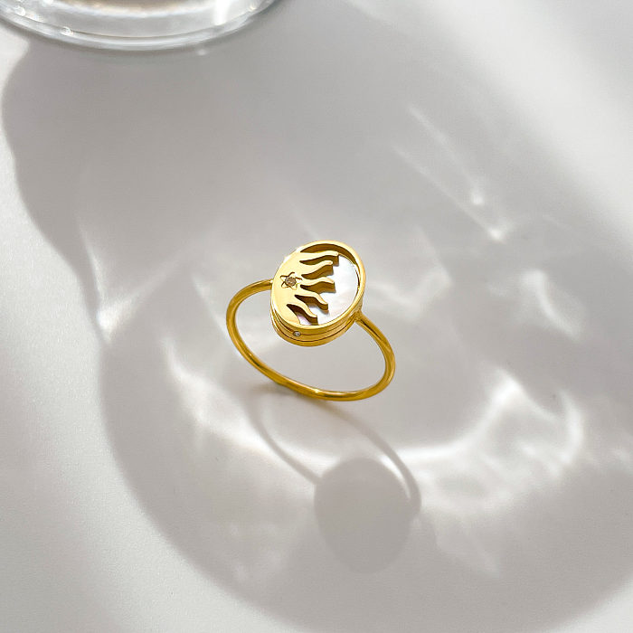 Süße herzförmige offene Ringe mit Titanstahlbeschichtung und Inlay-Shell