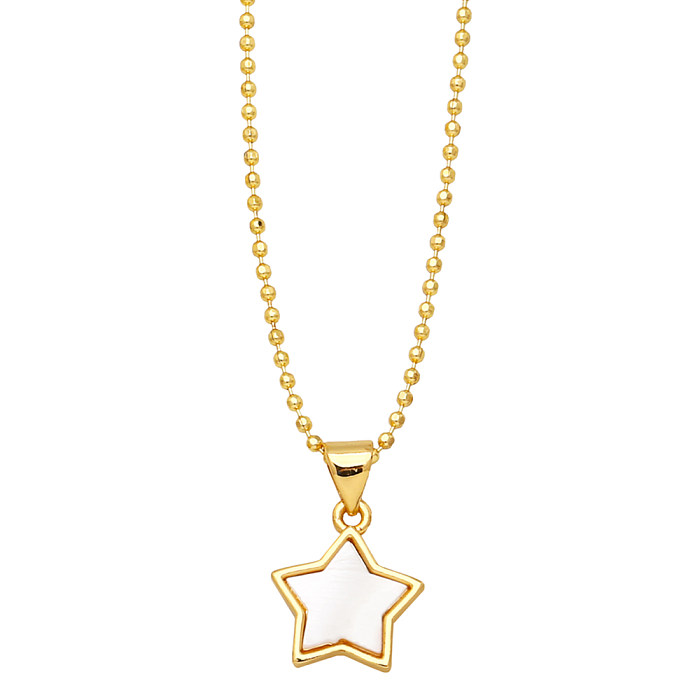 Estilo simple Nubes Estrella Luna Cobre Chapado en oro Collar con colgante de concha 1 pieza