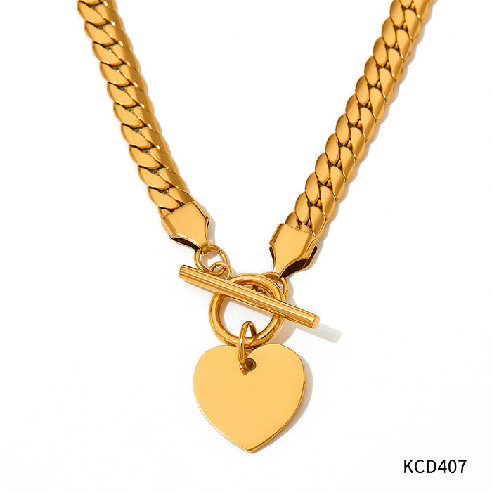 Hip-Hop Heart Shape Stainless Steel Titanium Steel Plating Gold Plated Bracelets Necklace