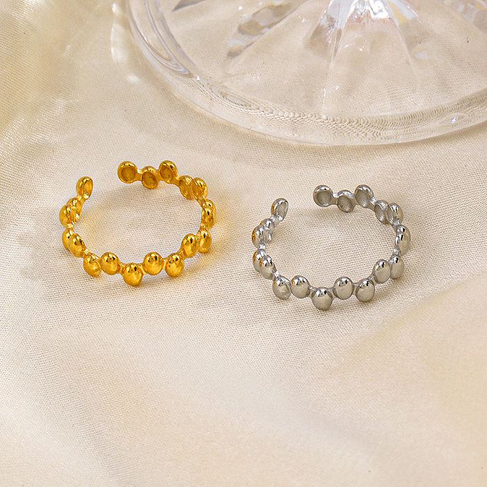 Anéis abertos banhados a ouro 18K com chapeamento de aço inoxidável oval estilo vintage