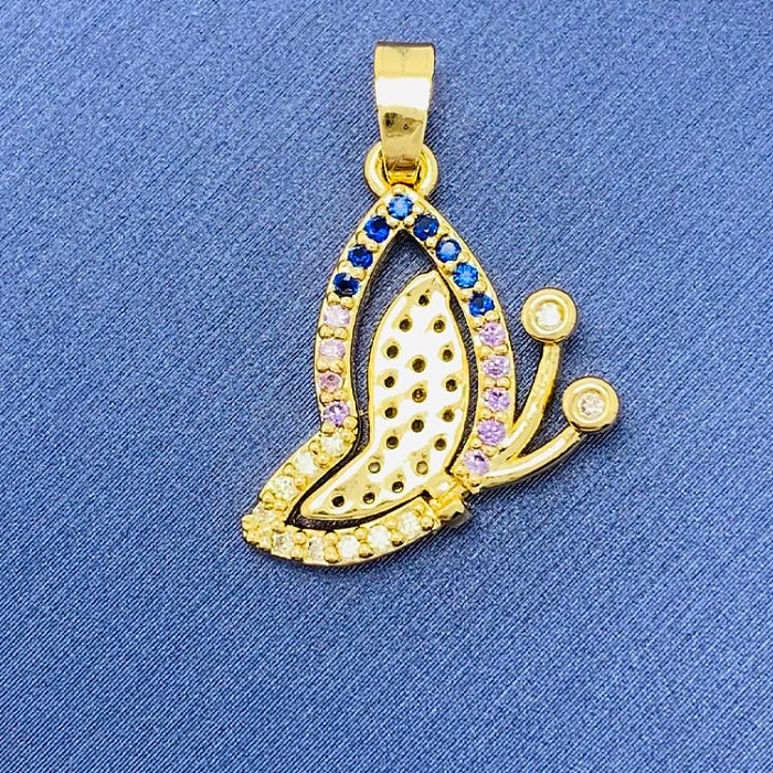 Simple Style Swan Heart Shape Butterfly Copper Irregular Rhinestones Opal Pendant Necklace