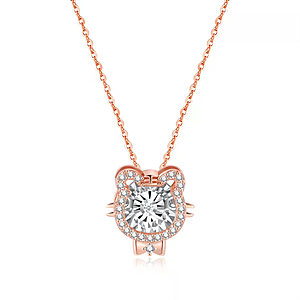 Casual Simple Style Classic Style Tiger Copper Polishing Plating Inlay Diamond Rose Gold Plated Pendant Necklace
