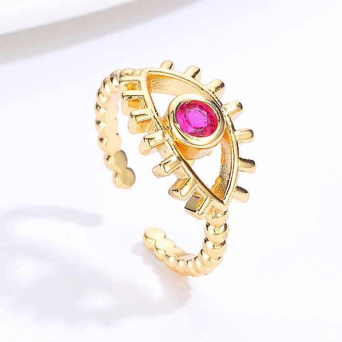 INS Style Princess Basic Eye Copper Plating Inlaid Zircon Gold Plated Rings