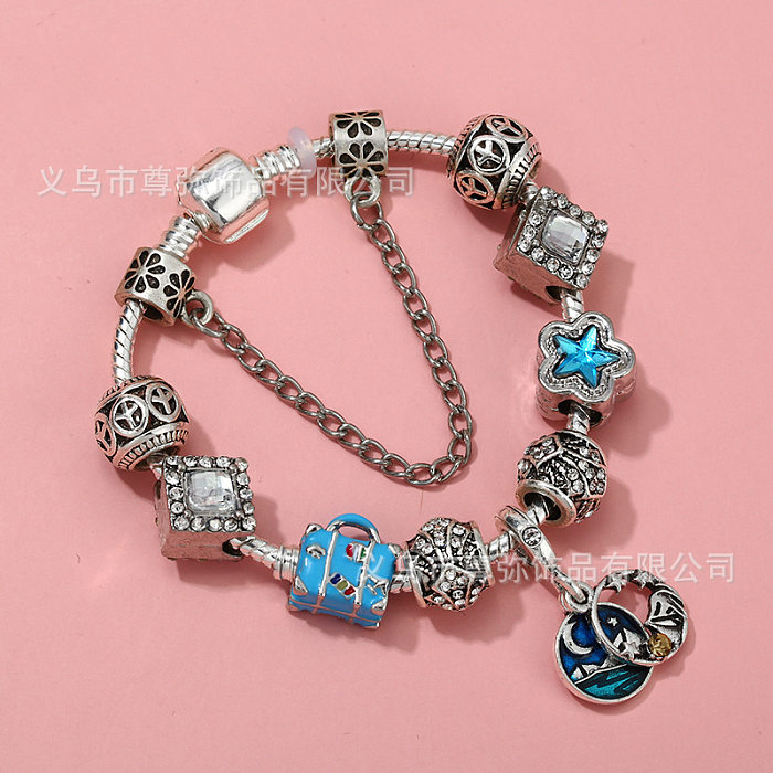 Retro Letter Heart Shape Copper Enamel Plating Bracelets