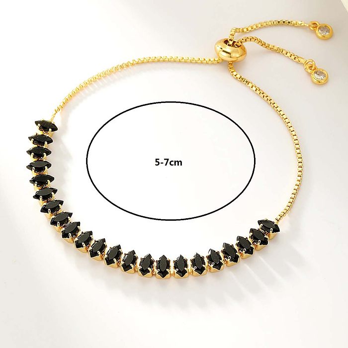 Elegant Luxurious Simple Style Rhombus Copper Plating Inlay Zircon 18K Gold Plated Bracelets