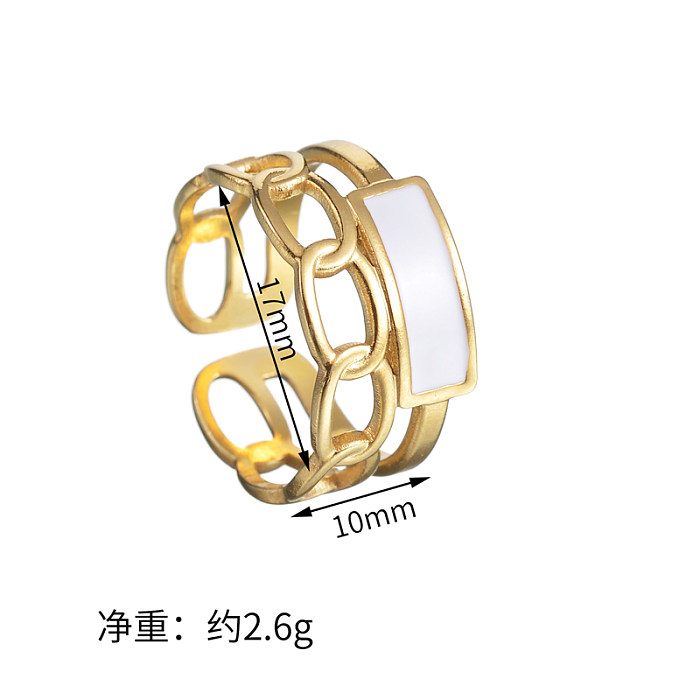 El estilo simple conmuta los anillos abiertos ovalados plateados oro del acero inoxidable 18K en bulto