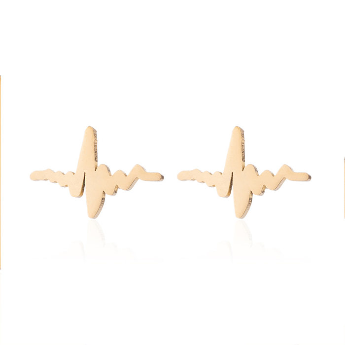 Fashion Electrocardiogram Stainless Steel Plating Jewelry Set 1 Set