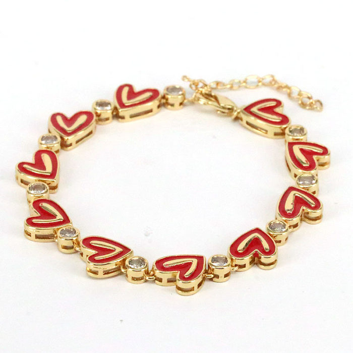 Fashion Heart Shape Copper Plating Zircon Bracelets