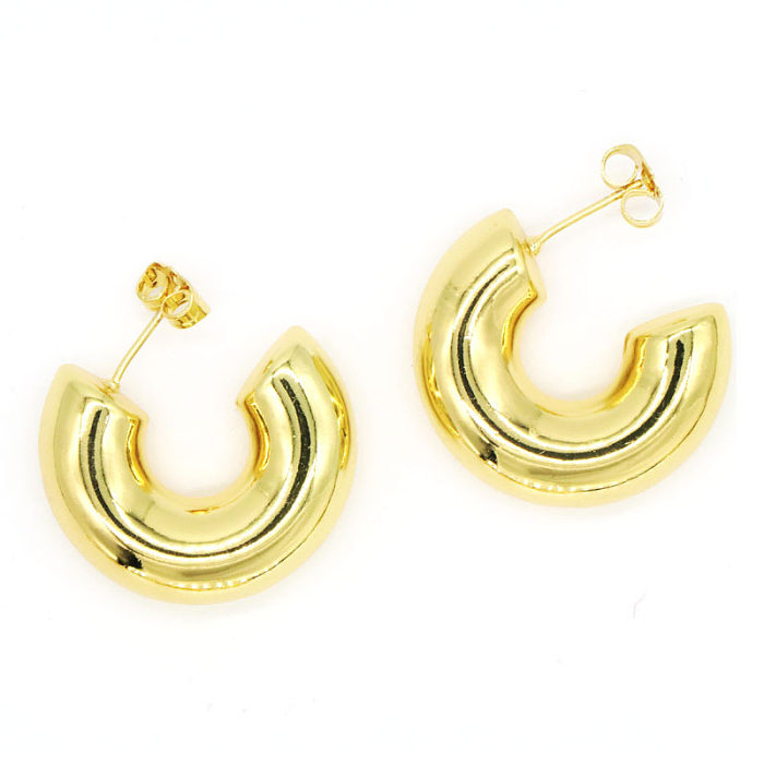Fashion C Shape Copper Plating Drop Earrings 1 Pair