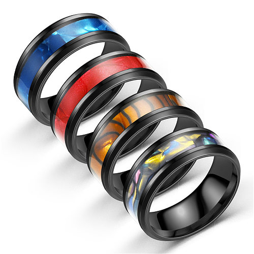 Wholesale Fashion Drip Oil Stainless Steel Couple Ring jewelry