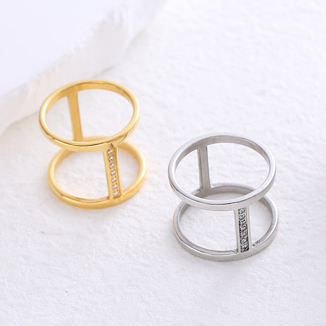 Simple Style Solid Color Stainless Steel Plating 24K Gold Plated Rings