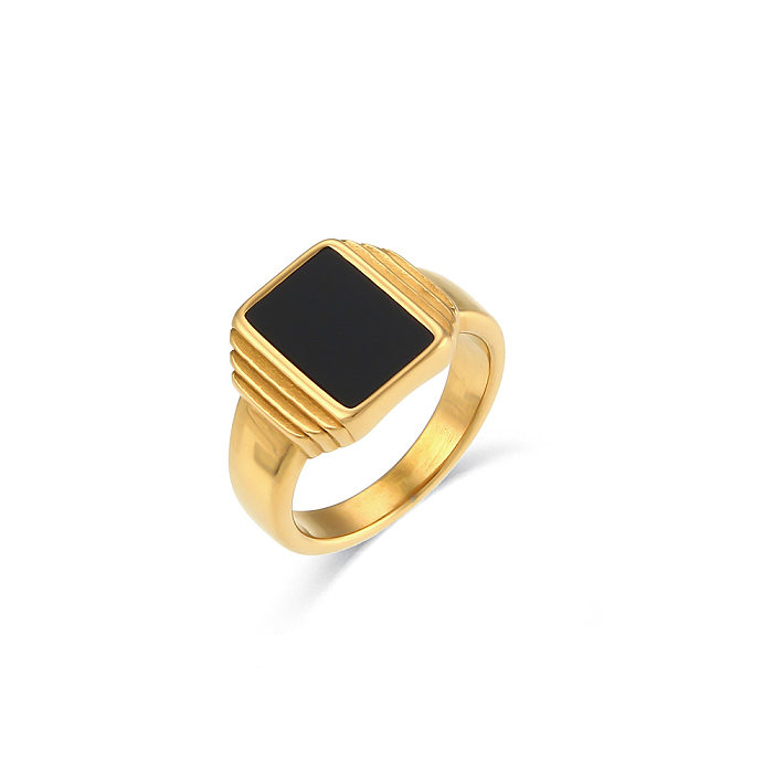Vintage Style Square Stainless Steel Rings Inlay Zircon Stainless Steel Rings
