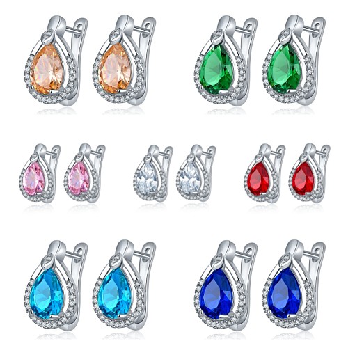 1 Pair Vintage Style Simple Style Water Droplets Inlay Copper Zircon Ear Studs